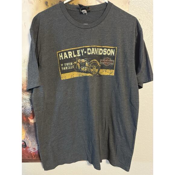 Harley Davidson t-shirt men's XL Double sided Huntington Beach gray motorcycle - Picture 1 of 3